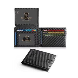 Men's Slim Carbon Fiber Wallet RFID Blocking Minimalist Front Pocket Card Holder